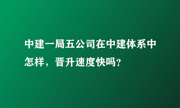 中建一局五公司在中建体系中怎样，晋升速度快吗？