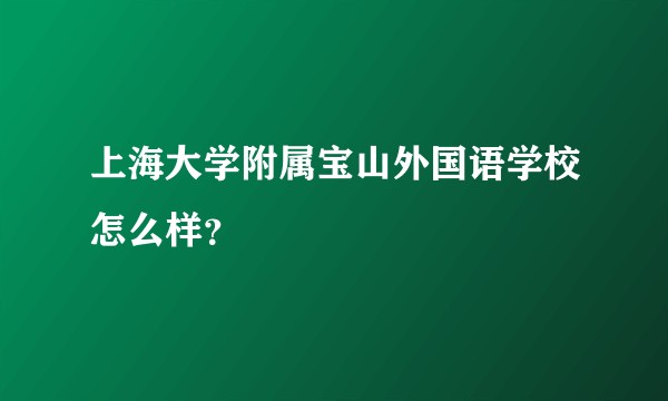 上海大学附属宝山外国语学校怎么样？