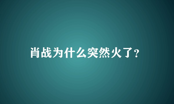肖战为什么突然火了？