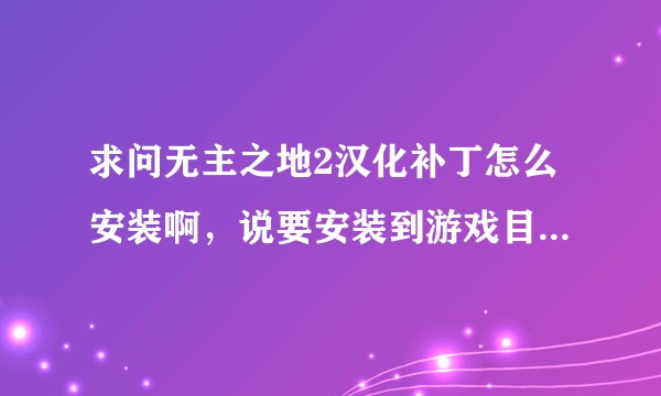 求问无主之地2汉化补丁怎么安装啊，说要安装到游戏目录，但我找不到。压缩包解压到哪里然后安装到哪里?