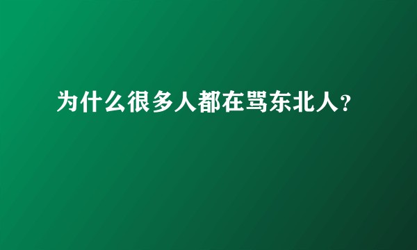 为什么很多人都在骂东北人？