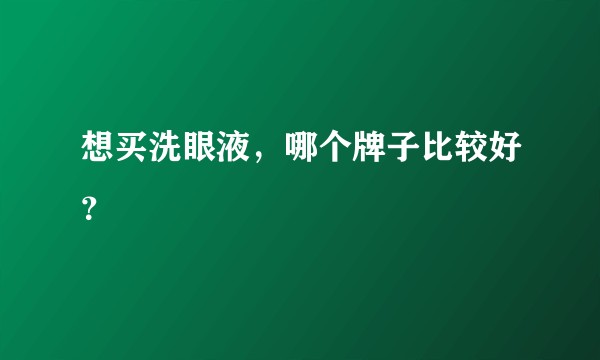 想买洗眼液，哪个牌子比较好？