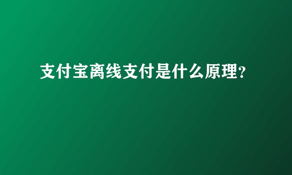 支付宝离线支付是什么原理?