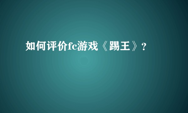 如何评价fc游戏《踢王》?