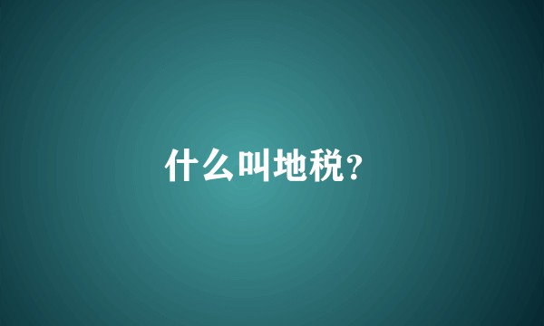什么叫地税？