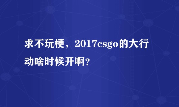 求不玩梗，2017csgo的大行动啥时候开啊？