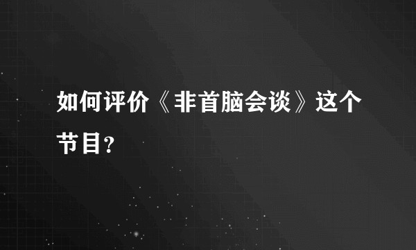如何评价《非首脑会谈》这个节目？