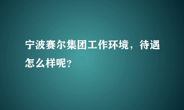 宁波赛尔集团工作环境，待遇怎么样呢？