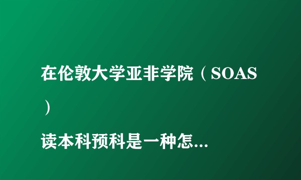 在伦敦大学亚非学院（SOAS）
读本科预科是一种怎样的体验？