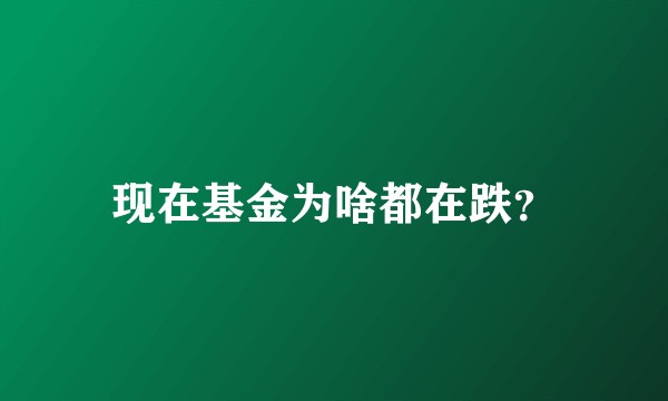 现在基金为啥都在跌？