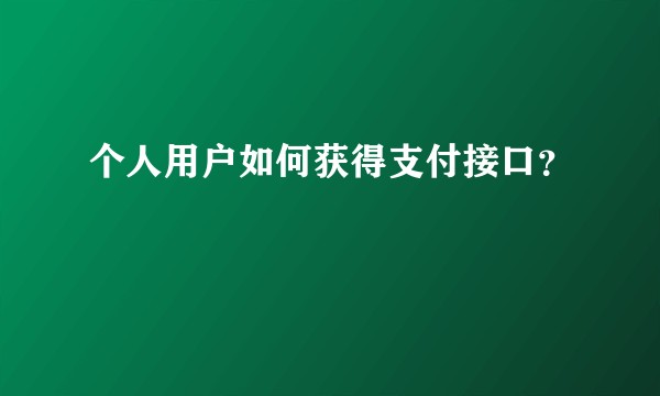 个人用户如何获得支付接口？