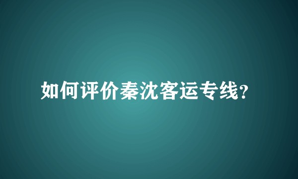 如何评价秦沈客运专线？