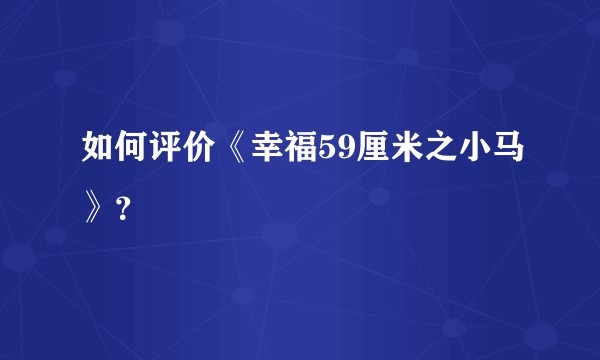 如何评价《幸福59厘米之小马》？