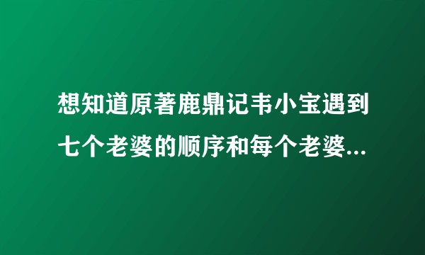 想知道原著鹿鼎记韦小宝遇到七个老婆的顺序和每个老婆的身份简介？