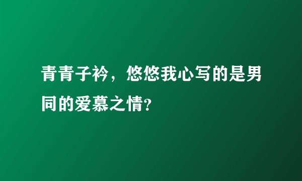 青青子衿，悠悠我心写的是男同的爱慕之情？