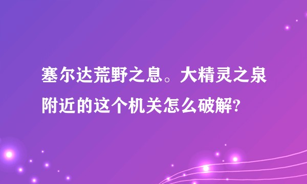 塞尔达荒野之息。大精灵之泉附近的这个机关怎么破解?