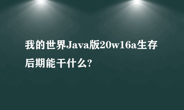 我的世界Java版20w16a生存后期能干什么?