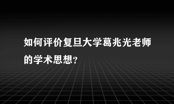 如何评价复旦大学葛兆光老师的学术思想？