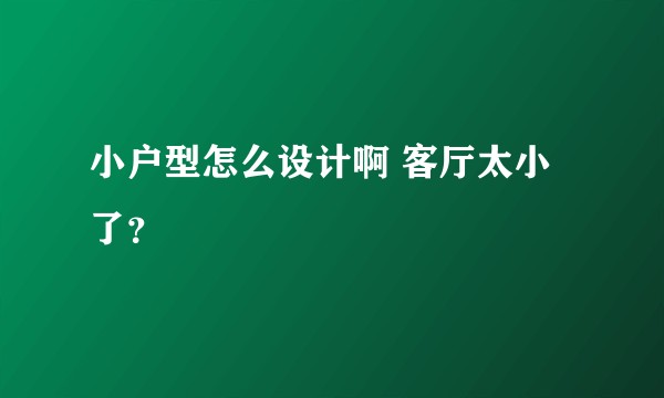 小户型怎么设计啊 客厅太小了？