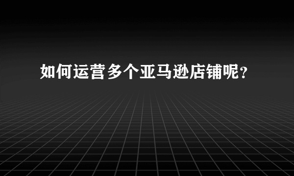 如何运营多个亚马逊店铺呢？