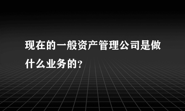 现在的一般资产管理公司是做什么业务的？