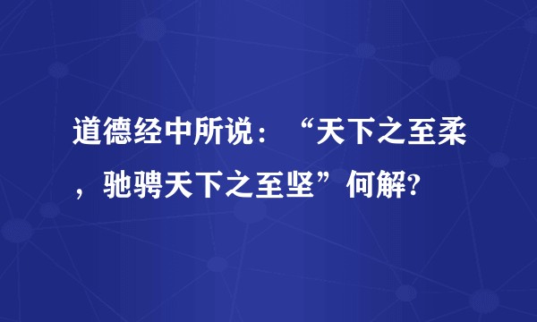 道德经中所说：“天下之至柔，驰骋天下之至坚”何解?