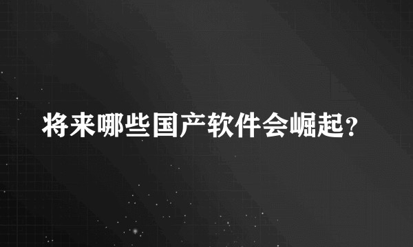 将来哪些国产软件会崛起？