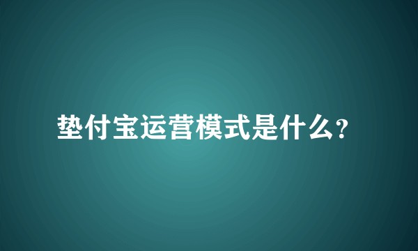 垫付宝运营模式是什么？