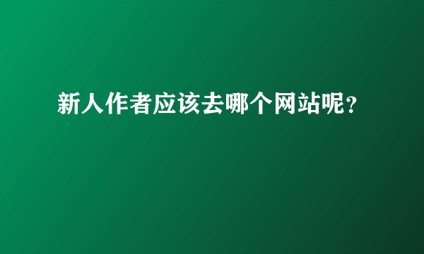 新人作者应该去哪个网站呢？