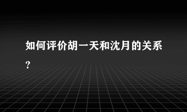如何评价胡一天和沈月的关系?