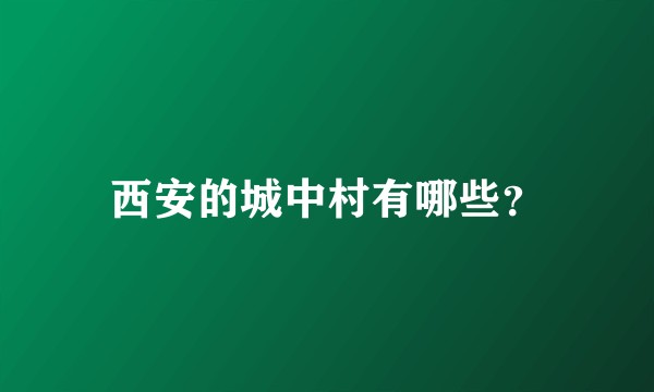 西安的城中村有哪些？