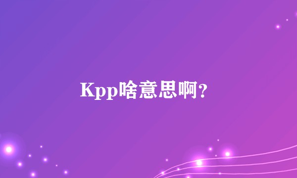 Kpp啥意思啊？