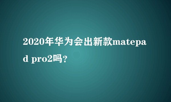 2020年华为会出新款matepad pro2吗？