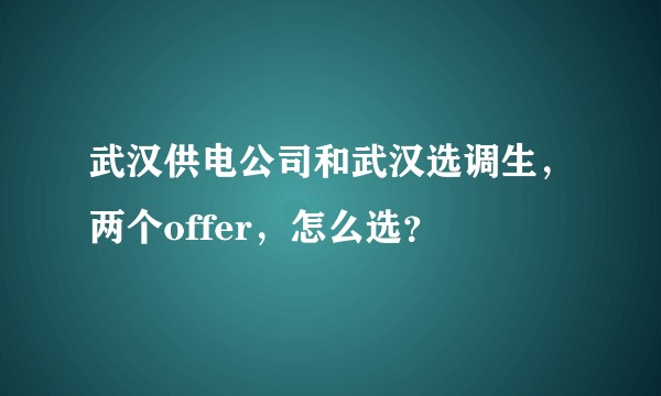 武汉供电公司和武汉选调生，两个offer，怎么选？