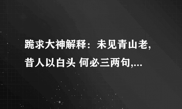 跪求大神解释：未见青山老,昔人以白头 何必三两句,欲言已还休 啥意思嘛？