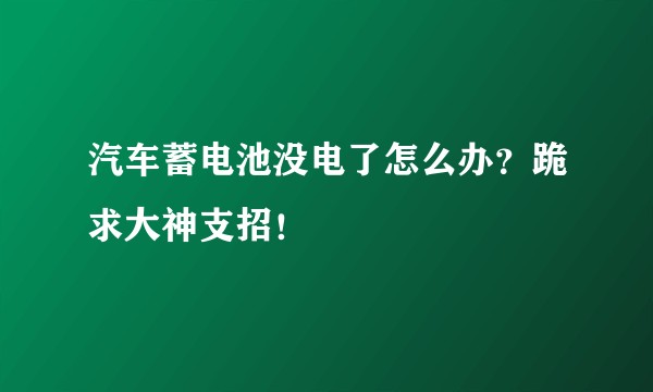 汽车蓄电池没电了怎么办？跪求大神支招！
