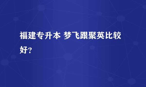 福建专升本 梦飞跟聚英比较好？