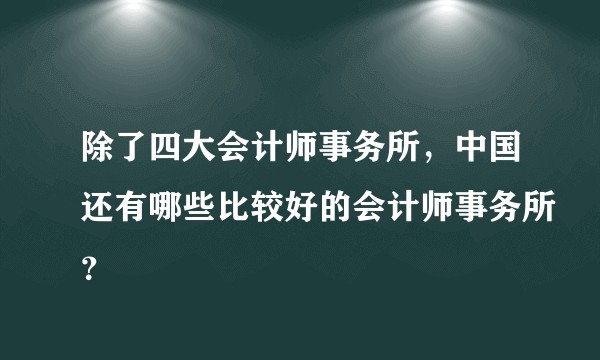除了四大会计师事务所，中国还有哪些比较好的会计师事务所？