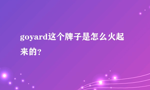 goyard这个牌子是怎么火起来的？