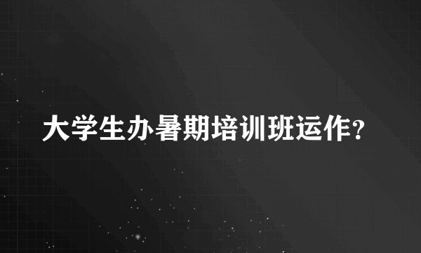 大学生办暑期培训班运作？