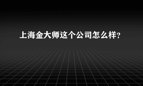上海金大师这个公司怎么样？