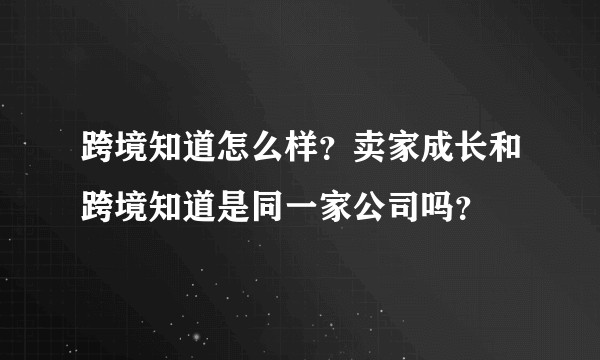 跨境知道怎么样？卖家成长和跨境知道是同一家公司吗？