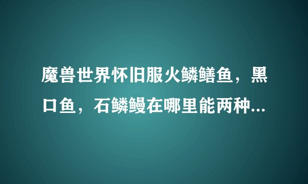 魔兽世界怀旧服火鳞鳝鱼，黑口鱼，石鳞鳗在哪里能两种或三种一起钓？