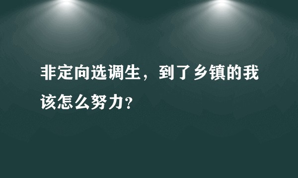 非定向选调生，到了乡镇的我该怎么努力？