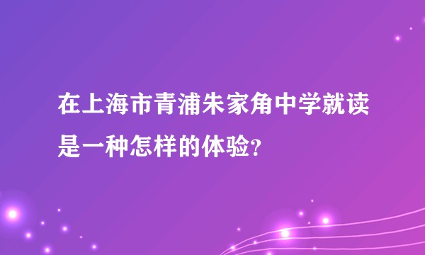 在上海市青浦朱家角中学就读是一种怎样的体验？