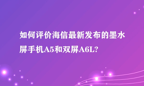 如何评价海信最新发布的墨水屏手机A5和双屏A6L?