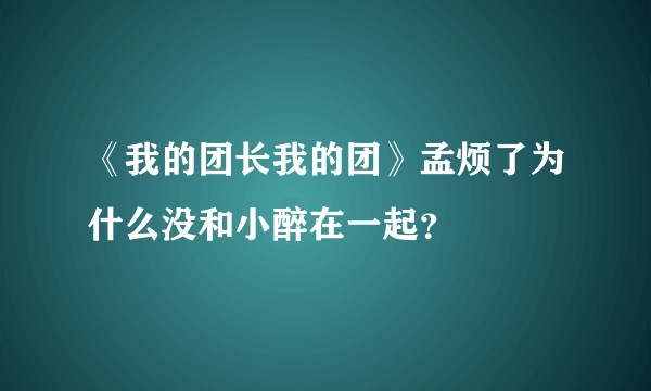 《我的团长我的团》孟烦了为什么没和小醉在一起？