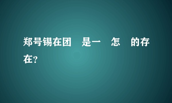 郑号锡在团內是一個怎樣的存在？