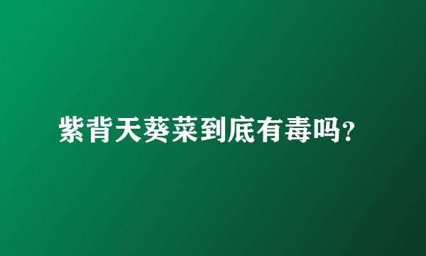 紫背天葵菜到底有毒吗？