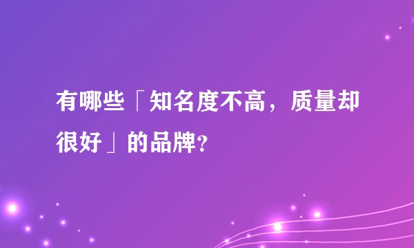 有哪些「知名度不高，质量却很好」的品牌？